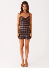 Karis Mini Dress - Brown Black Check