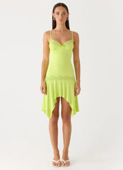 Queen Card Mini Dress - Lime