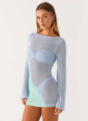 Estie Long Sleeve Crochet Mini Dress - Multi