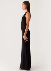 lyria Mesh Maxi Dress - Black