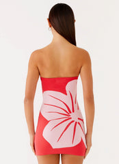 Kader Strapless Knit Mini Dress - Red Floral