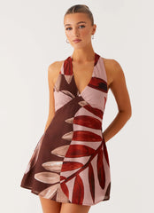 Heavy Hearted Linen Mini Dress - Cinnamon Palm
