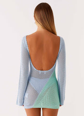 Estie Long Sleeve Crochet Mini Dress - Multi