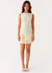 Manuka Ruffle Mini Dress - Yellow