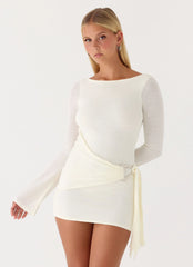 Niella Long Sleeve Wrap Mini Dress - Ivory
