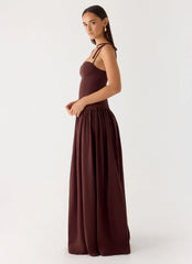 Giovanna Linen Maxi Dress - Chocolate Drizzle