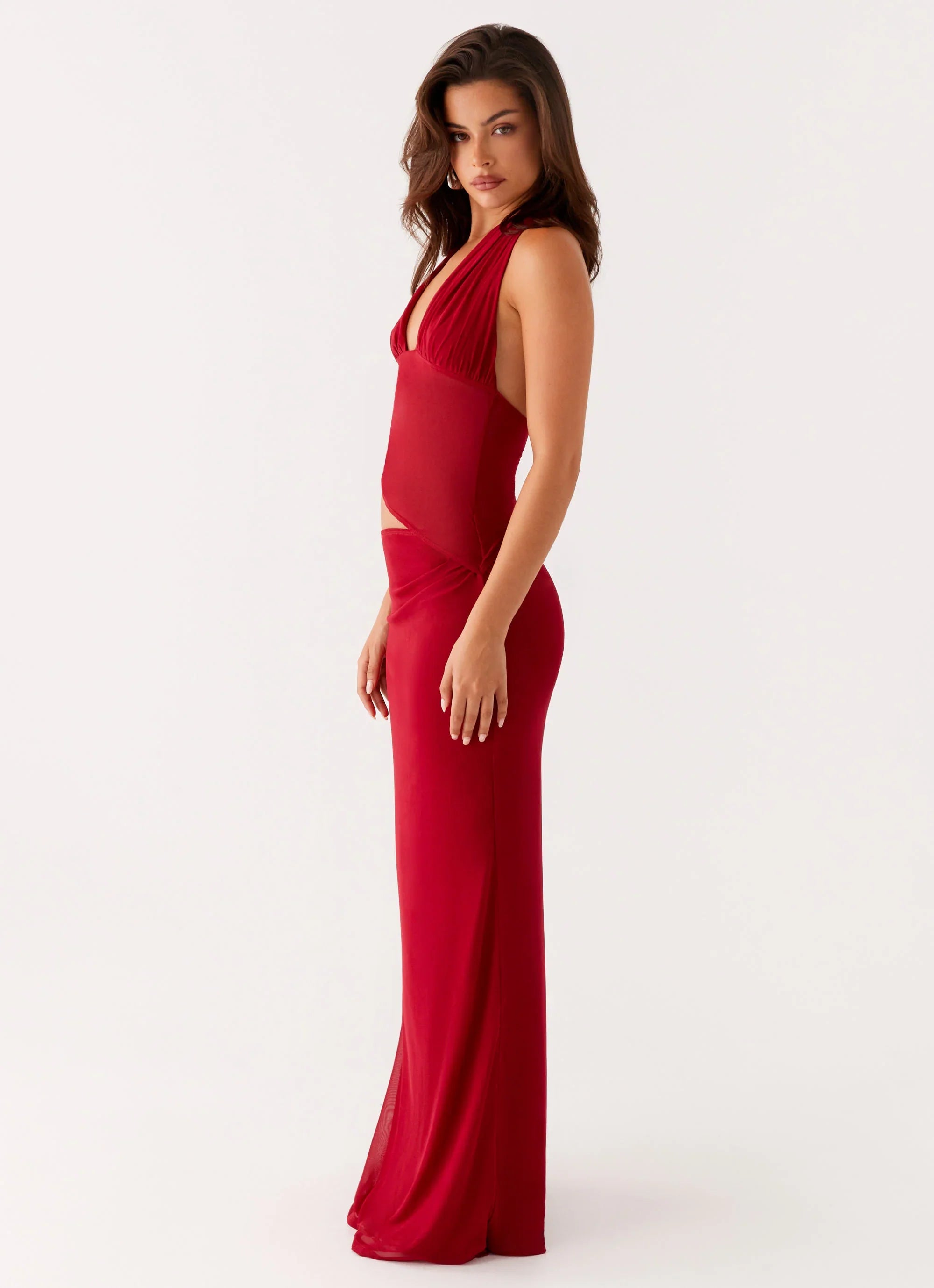 Main Act Halter Maxi Dress - Raspberry