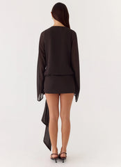 Sorrel Long Sleeve Mini Dress - Chocolate
