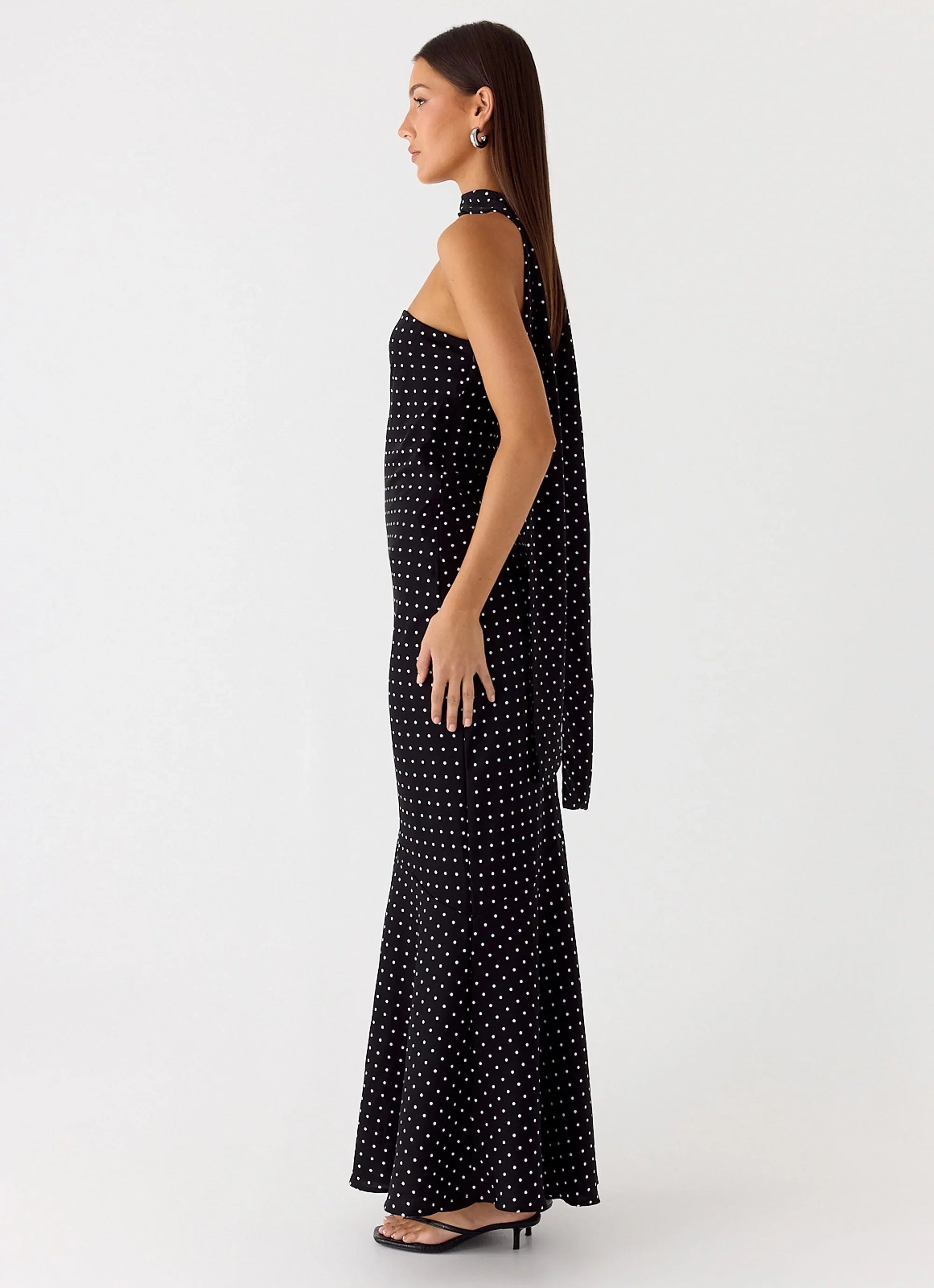 Under The Pagoda Maxi Dress - Black Polkadot