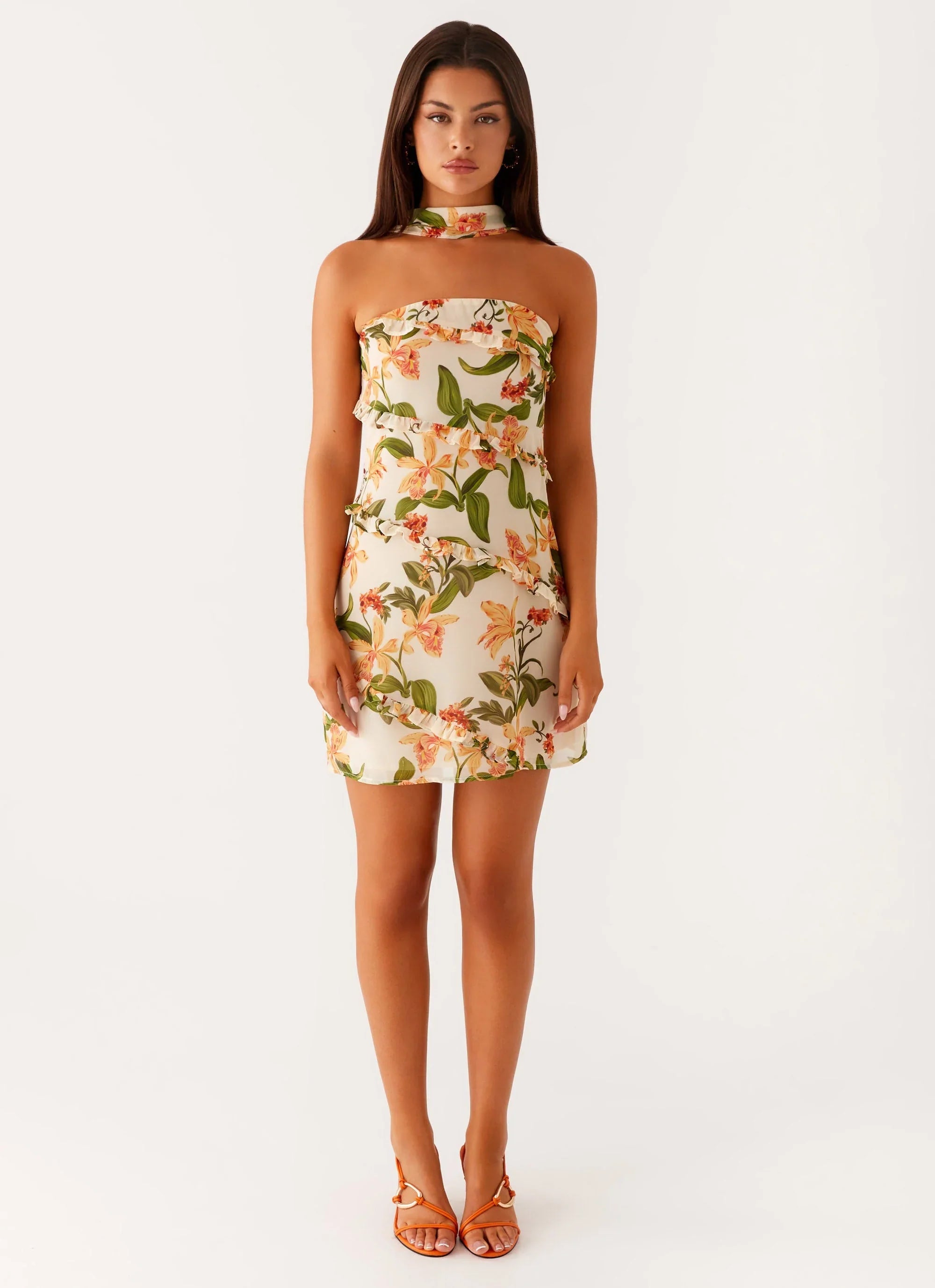 Edwina Strapless Mini Dress - Floral Print