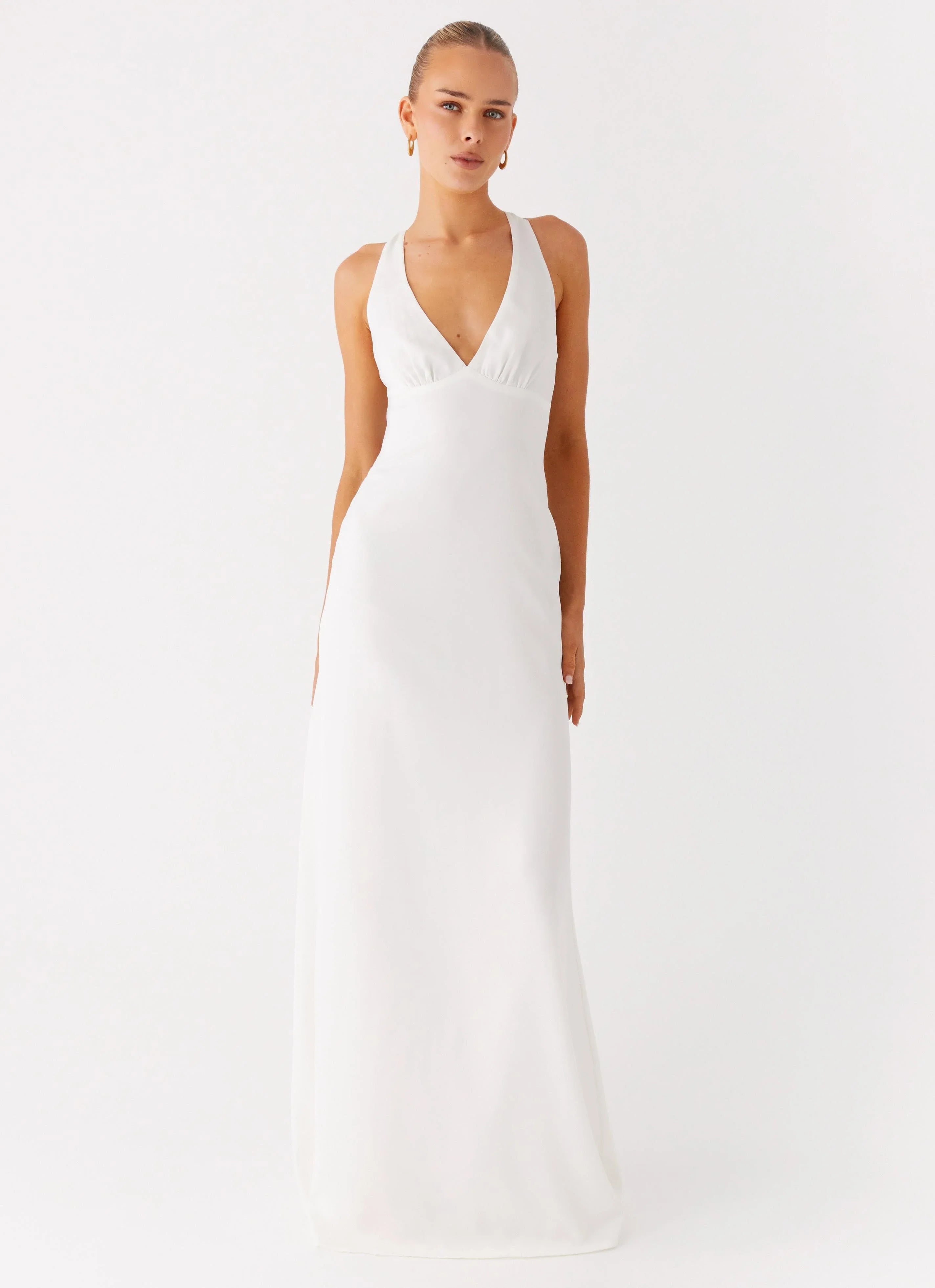 Desi Halterneck Maxi Dress - White