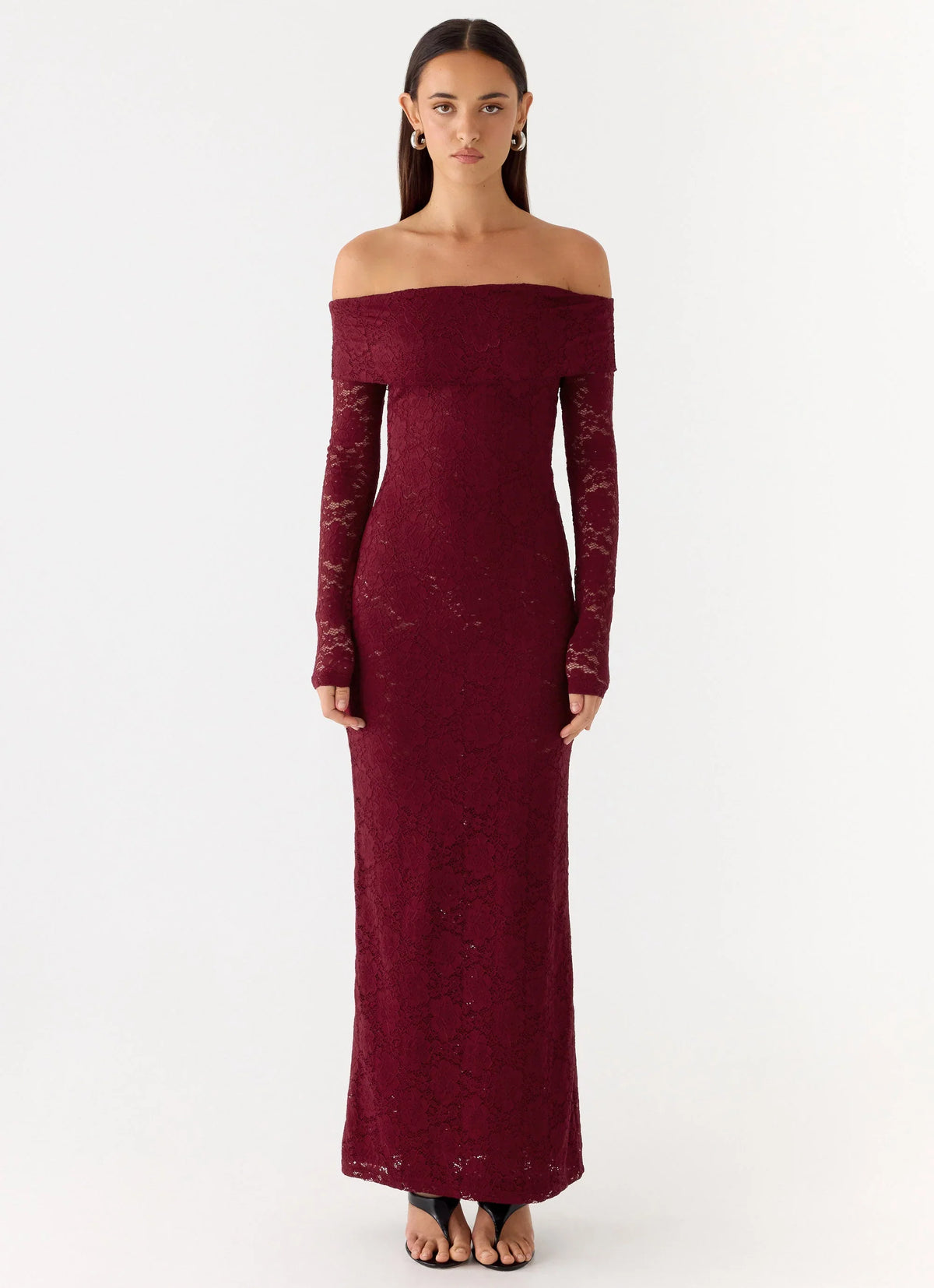 Yours Always Lace Maxi Dress - Merlot