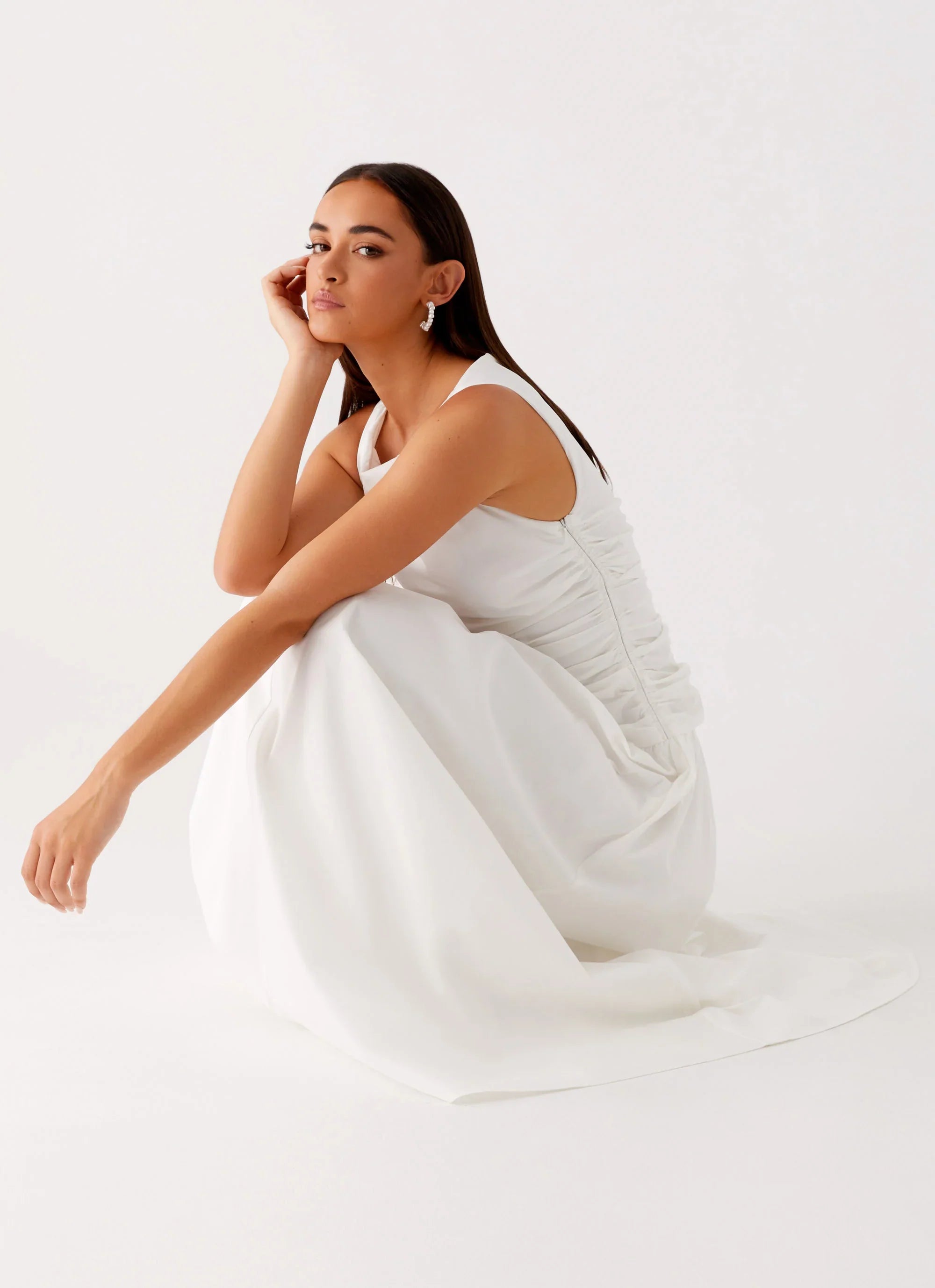 Carmel High Neck Maxi Dress - White
