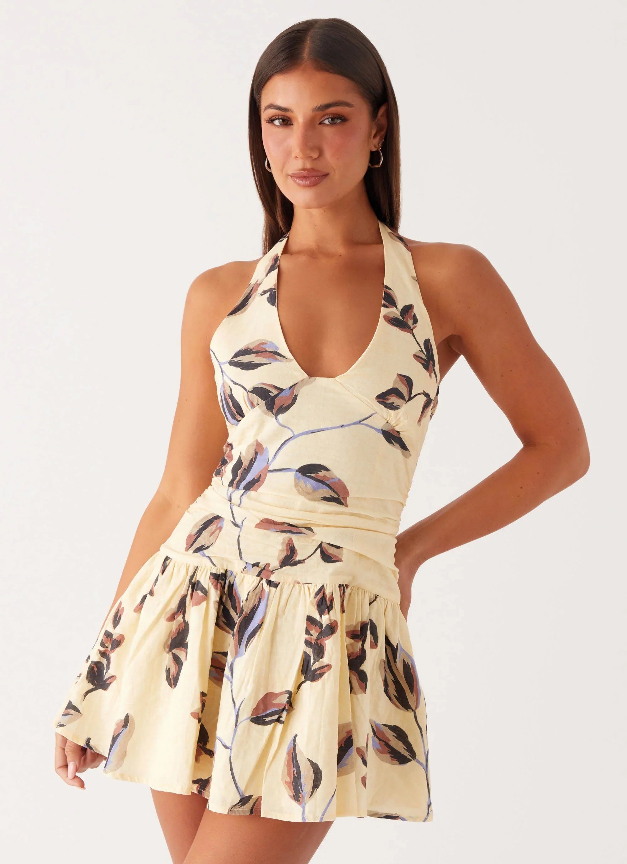 Mirelle Halter Neck Mini Dress - Buttercream Bliss