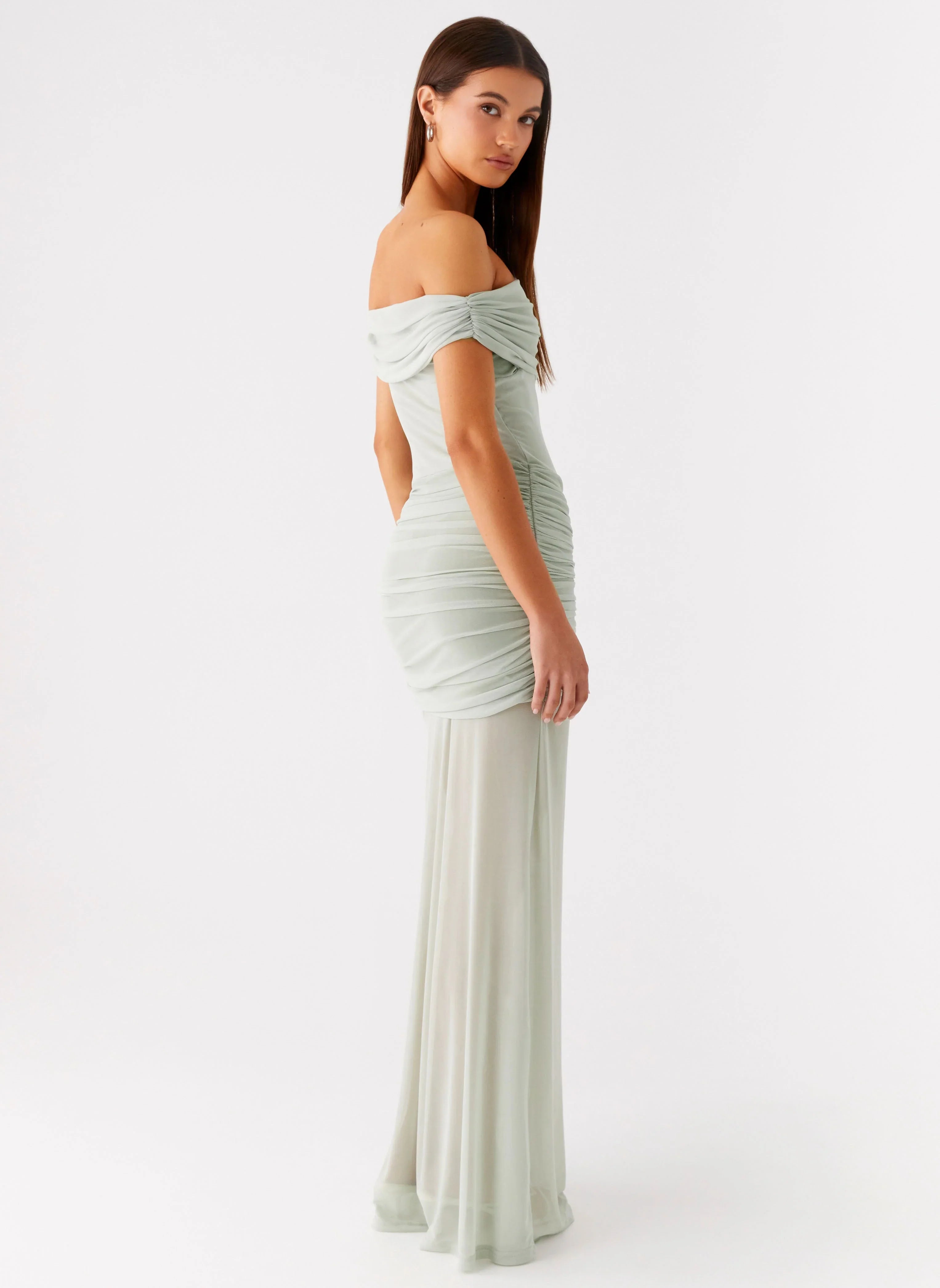 Eyllin Off Shoulder Maxi Dress - Sage